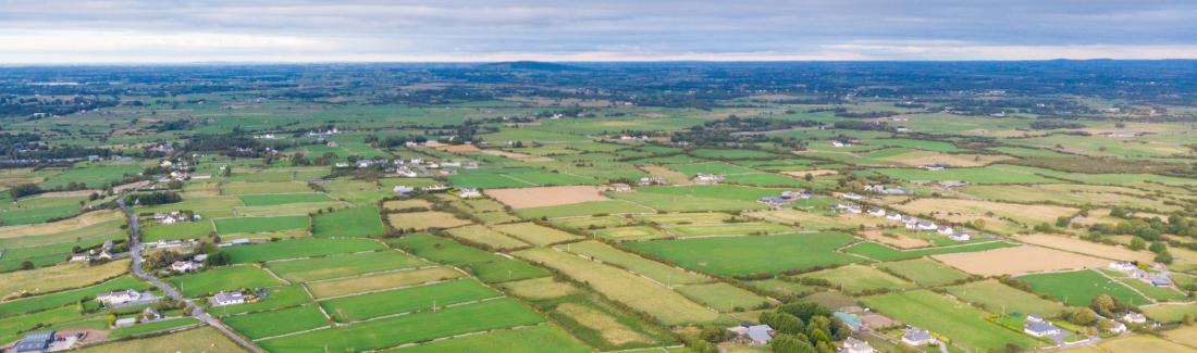 Green fields from aerial view