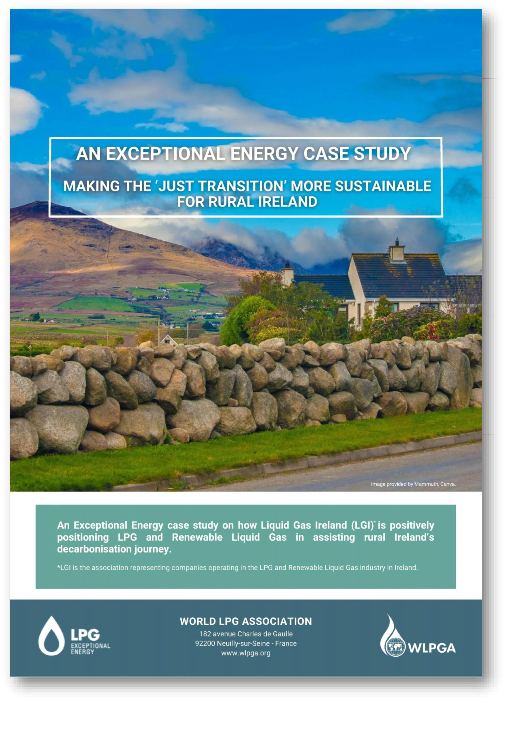 Cover page of the World LPG Association case study on Liquid Gas Ireland's policy document 'Liquid Gas - Making the Just Transition more sustainable for rural Ireland'