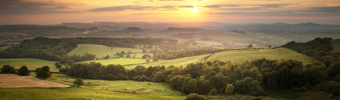 sunset over counrtyside